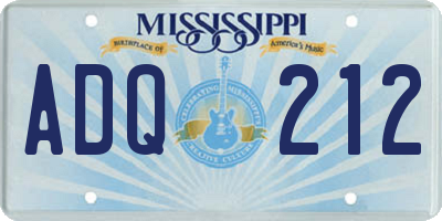 MS license plate ADQ212