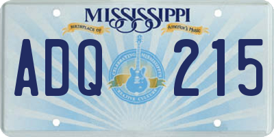 MS license plate ADQ215