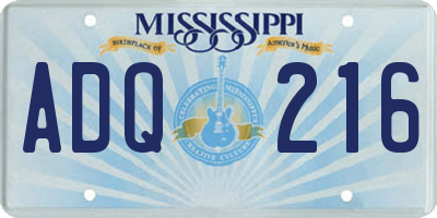 MS license plate ADQ216