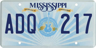 MS license plate ADQ217