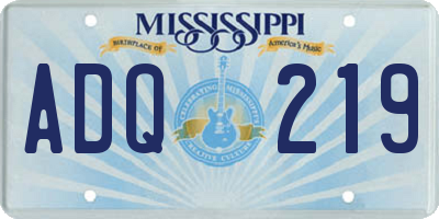 MS license plate ADQ219