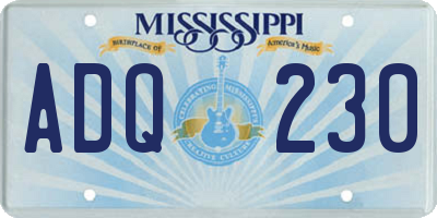 MS license plate ADQ230