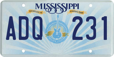 MS license plate ADQ231