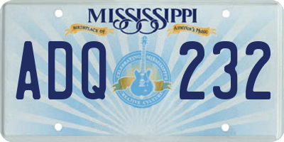 MS license plate ADQ232