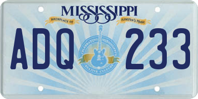 MS license plate ADQ233