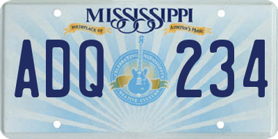 MS license plate ADQ234