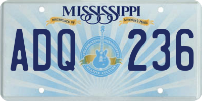 MS license plate ADQ236