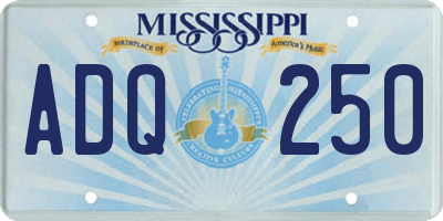 MS license plate ADQ250