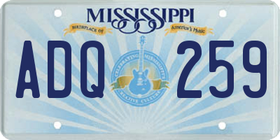 MS license plate ADQ259