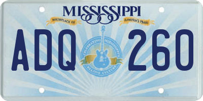 MS license plate ADQ260