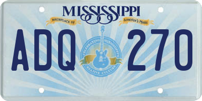 MS license plate ADQ270