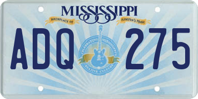 MS license plate ADQ275