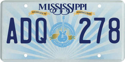MS license plate ADQ278
