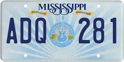 MS license plate ADQ281