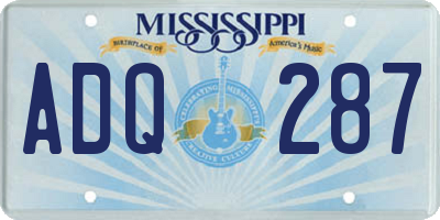 MS license plate ADQ287