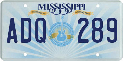 MS license plate ADQ289