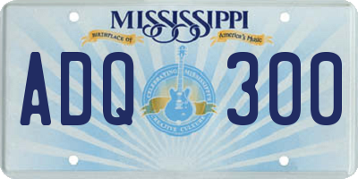 MS license plate ADQ300