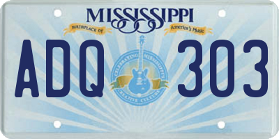 MS license plate ADQ303