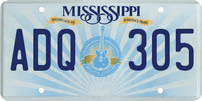 MS license plate ADQ305