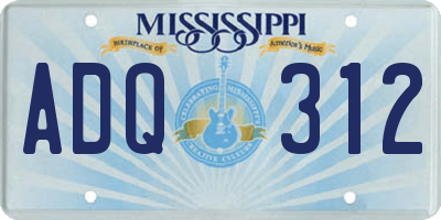 MS license plate ADQ312