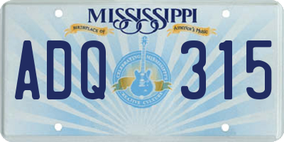 MS license plate ADQ315