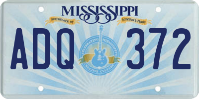 MS license plate ADQ372
