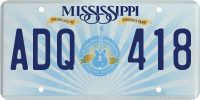 MS license plate ADQ418