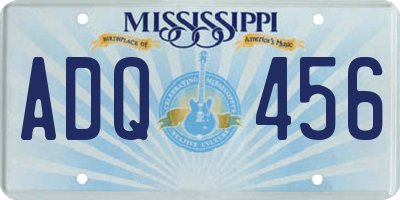 MS license plate ADQ456
