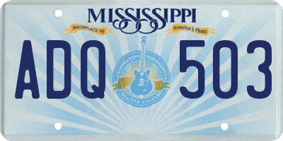 MS license plate ADQ503