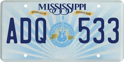 MS license plate ADQ533