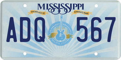 MS license plate ADQ567