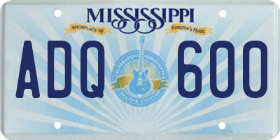 MS license plate ADQ600