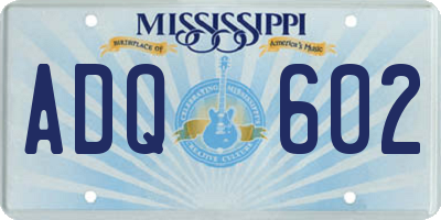 MS license plate ADQ602
