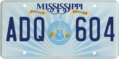 MS license plate ADQ604