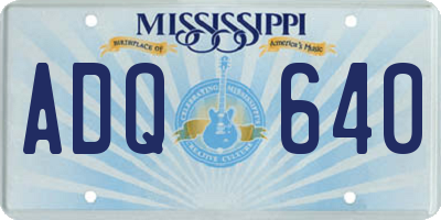 MS license plate ADQ640