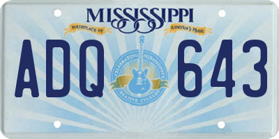 MS license plate ADQ643