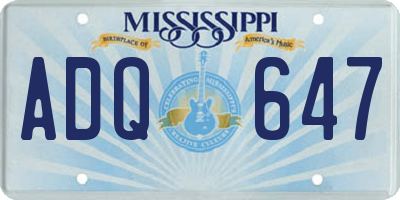 MS license plate ADQ647