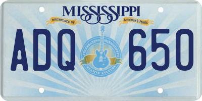 MS license plate ADQ650