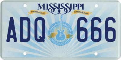 MS license plate ADQ666