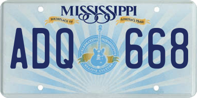 MS license plate ADQ668