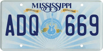 MS license plate ADQ669