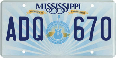 MS license plate ADQ670