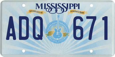MS license plate ADQ671