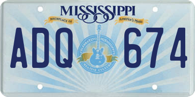 MS license plate ADQ674