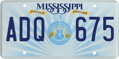 MS license plate ADQ675