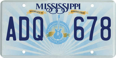 MS license plate ADQ678