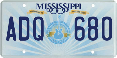 MS license plate ADQ680