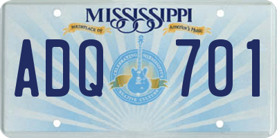 MS license plate ADQ701