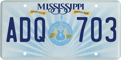 MS license plate ADQ703