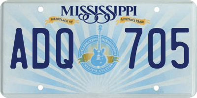MS license plate ADQ705